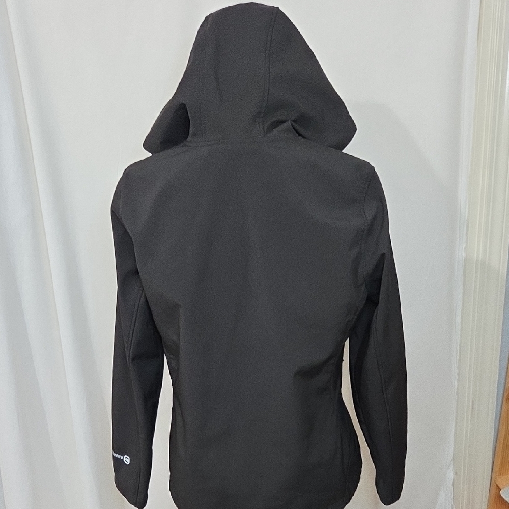Free Country Womens Black Softshell Ski Jacket Faux Fur Lined Hooded Medium - Picture 4 of 7